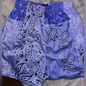 Asylum Men’s Blue Black & White Satin Mesh Shorts - XL - BRAND NEW